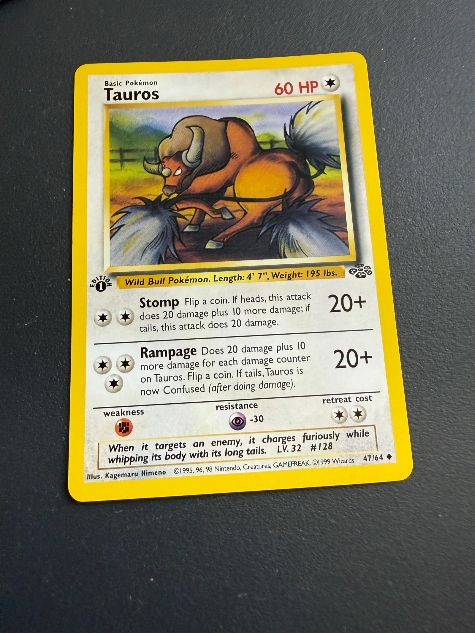 Carta Pokemon tauros base set Jungle First Edition 